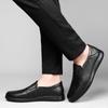 2024 Мужская повседневная обувь из натуральной кожи, роскошные брендовые повседневные мужские туфли без шнуровки, черные туфли для вождения