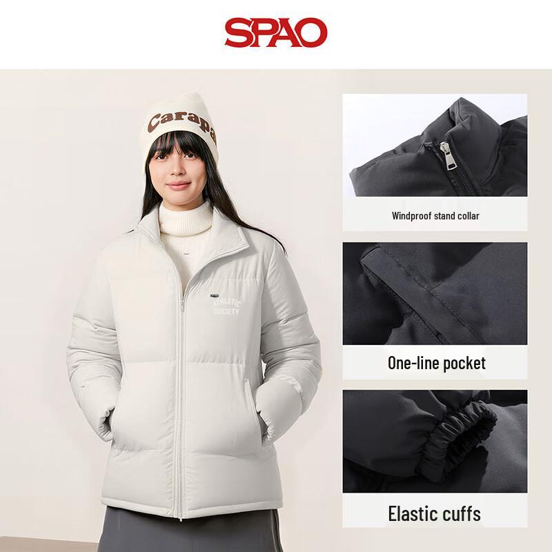 SPAO Унисекс Зимняя Куртка с Подкладкой и Воротником-Стойкой