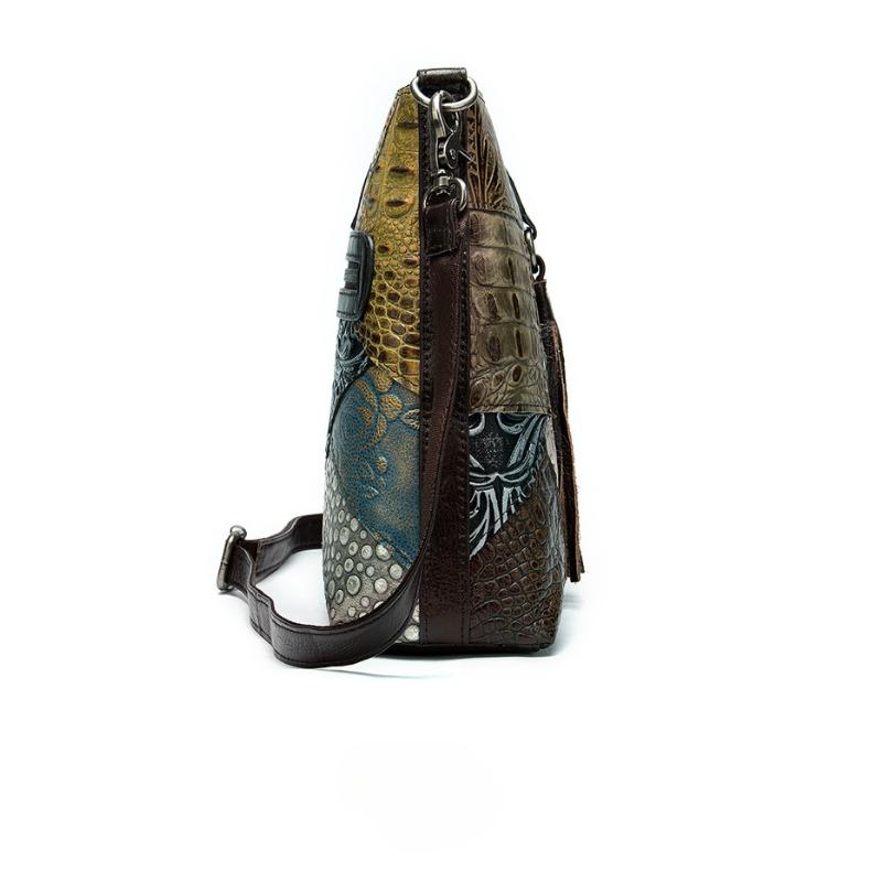 Классическая сумка через плечо из натуральной кожи в стиле ретро-кантри, женская сумка через плечо из тисненой коровьей кожи с кисточками