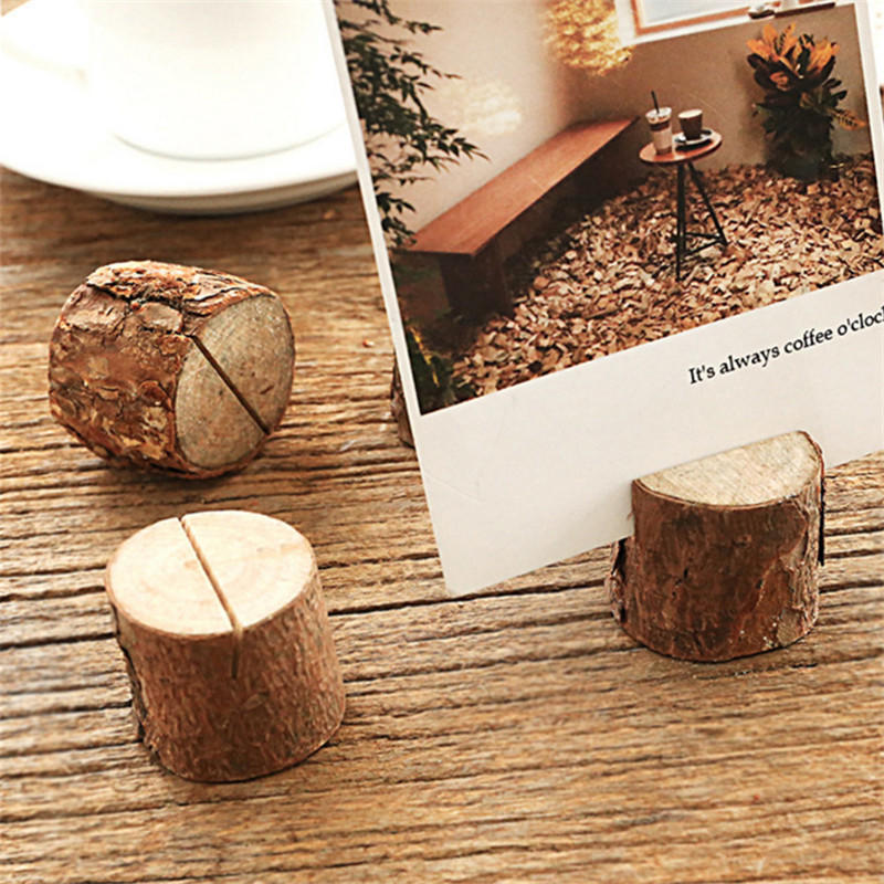 10X Wooden Party Table Number Stand Place Name Card Holder Decoration Decor