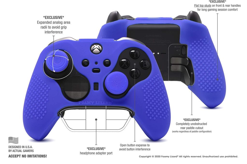 Elite Series 2 Studded Grip Skin for Xbox One Elite Series 2 Controller for Series Foamy Lizard Silicone Flat Top Studs 8 Thumb Grips (Not X/S/Elite