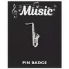 [Q3882] - Silver 'Music' Pin Brooch (saxophone) - 33x10 Mm