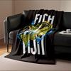 Colorful Bass Fish with Splash Design Flannel blanket for bedroom, living room, sofa, and nap sofas