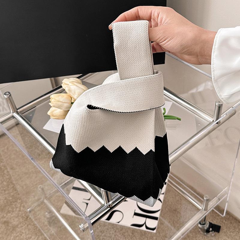 Yogodlns Летняя вязаная пляжная сумка для женщин, маленькая полосатая тканая сетчатая сумка с верхней ручкой, женские квадратные сумки на плечо, модные сумки