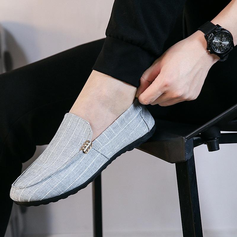 Модные мужские лоферы Весна Лето Мужская обувь для ходьбы Повседневная Легкая парусиновая Молодежная обувь Мужская Дышащая Модная Плоская Обувь-лодочки Слипоны