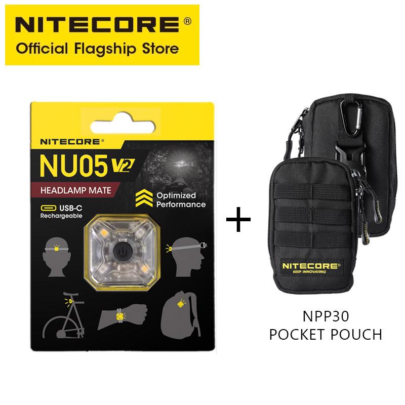 NITECORE NU05 V2 Signal Light USB-C Rechargeable Headlamp Trail Running Light Multi-Light Source for Riding Backpack Walk A Dog