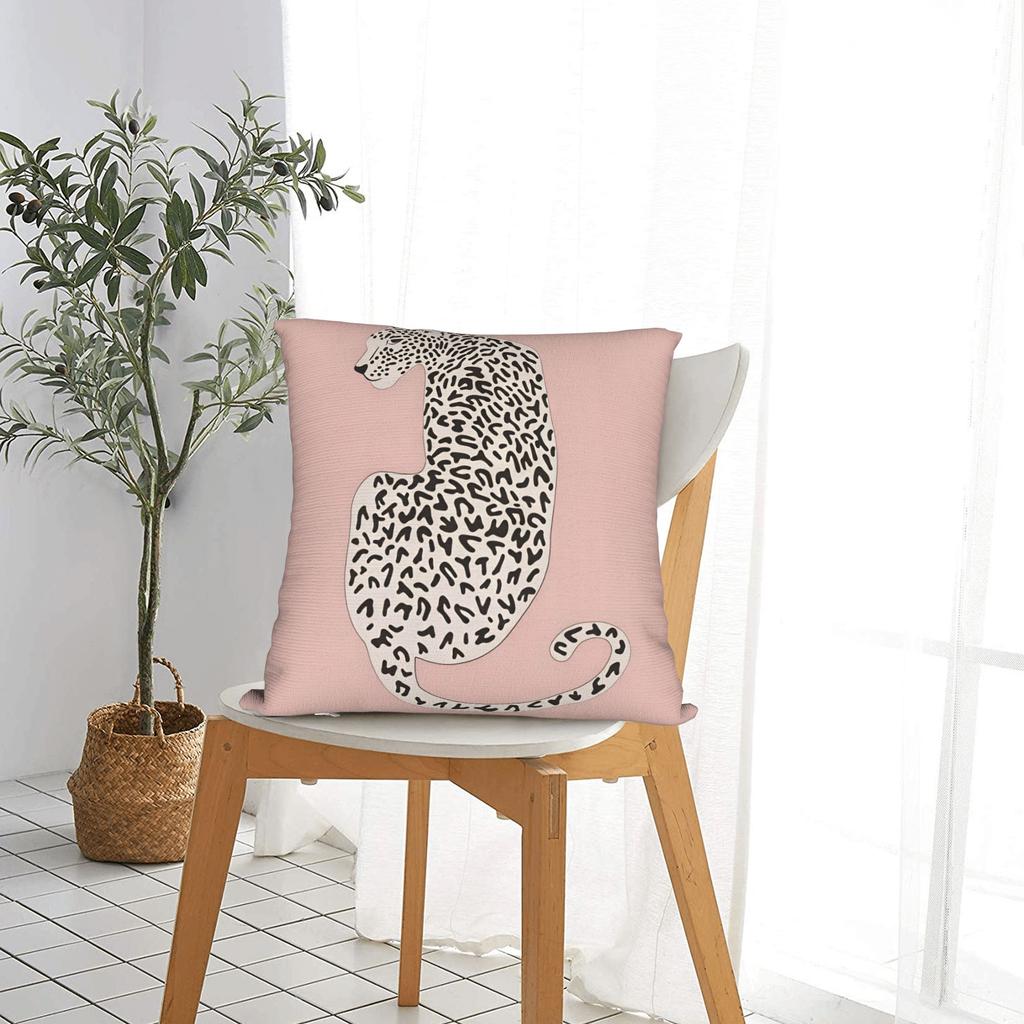 Pillow Case Light Pink Leopard Comfy Pillow Cover For Sofa Couch Bed Living Room Novelty Pillowcases