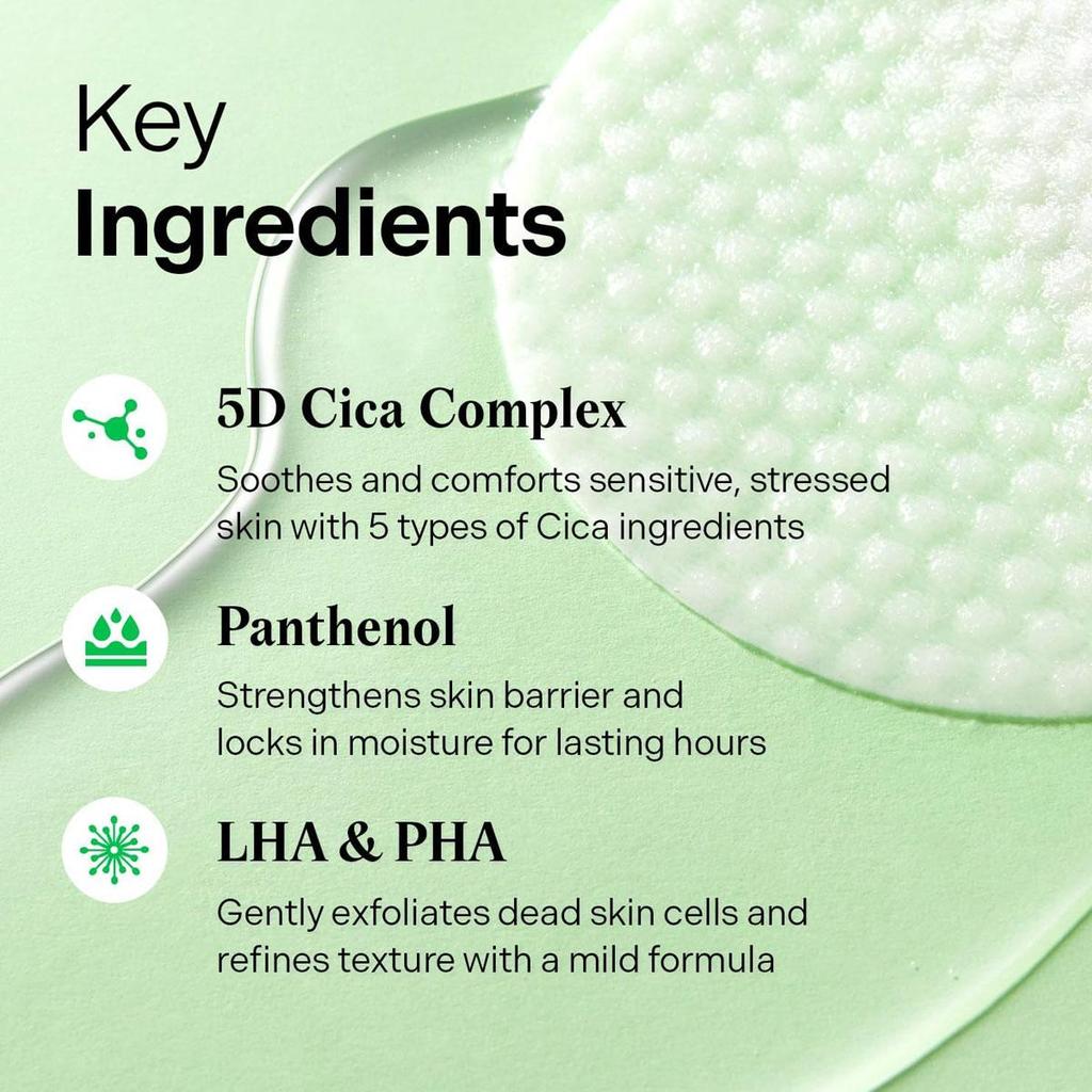TORRIDEN Балансирующие Cica-подушечки с Центеллой Азиатской - 60 шт. для Нежного Ежедневного Отшелушивания и Улучшения Текстуры Кожи