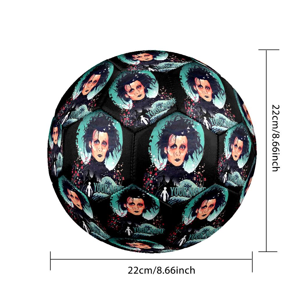 Custom Text Size 5 Soccer Ball, Standard Match Football For OutdoorEdward Scissorhands