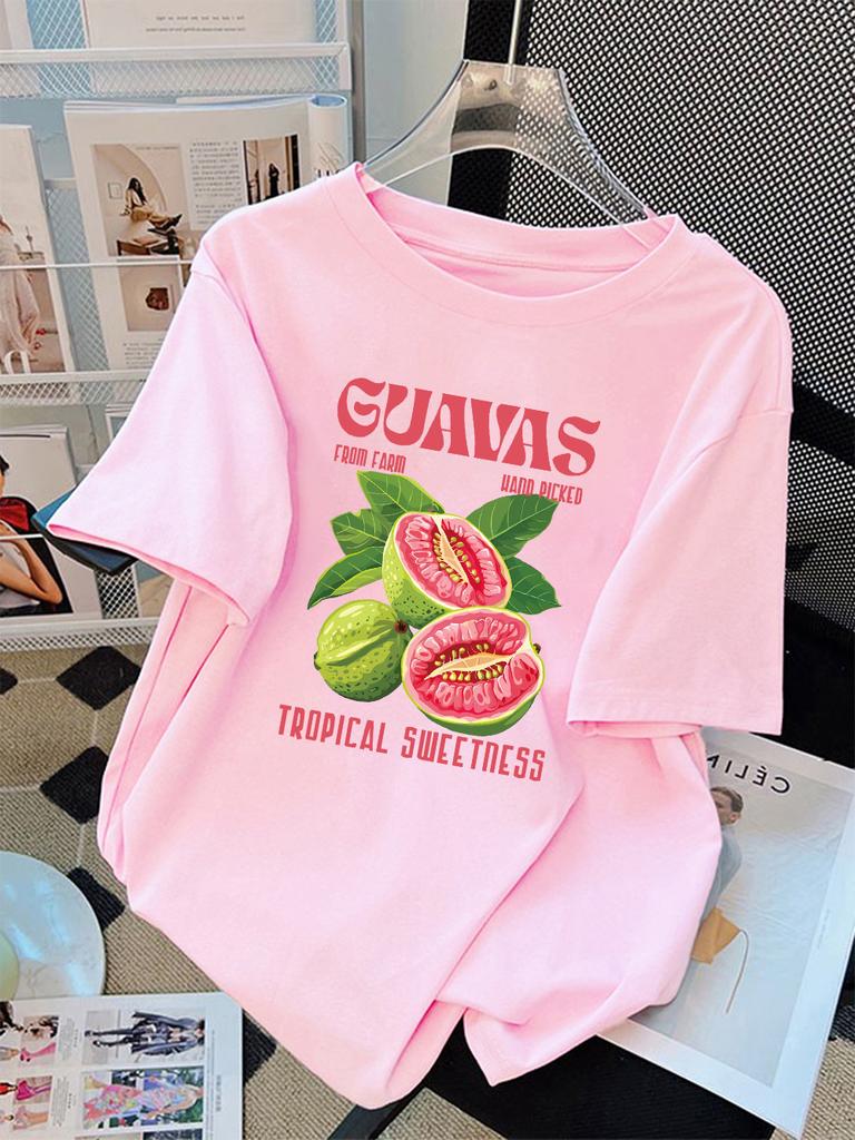Summer Handpicked Guava Print Unisexs Tshirt Soft Round Neck Casual Wear Graphic T Shirts Streetwear Y2k Top Unisexs Clothing