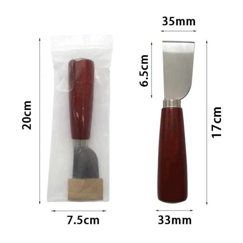 Инструмент для кожевенного ремесла своими руками, деревянная ручка, нож для резки кожи из нержавеющей стали, кожаный нож-лопатка для работы с кожей