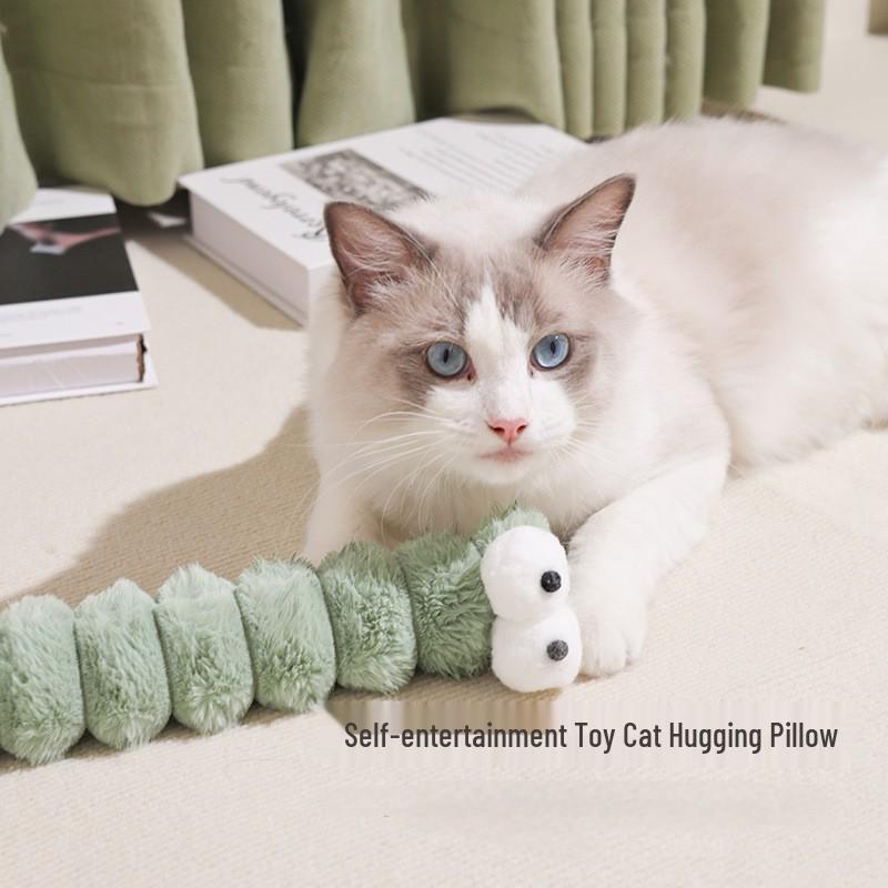 Catnip Plush Teething Toy for Cats: Rabbit Pull Strip Pillow for Self-Entertainment and Chewing Relief