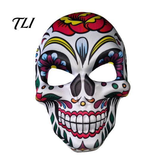 Scary Skeleton Face Masque Day of The Dead Skull Masque, Halloween Sugar Full Haunted House Cosplay Accessories Masquerade Party Accessory