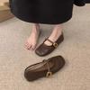 Туфли Мэри Джейн из кожи с мягкой подошвой, женские туфли из кожи, весна-лето 2025, новые универсальные туфли с одним ремешком на плоской подошве
