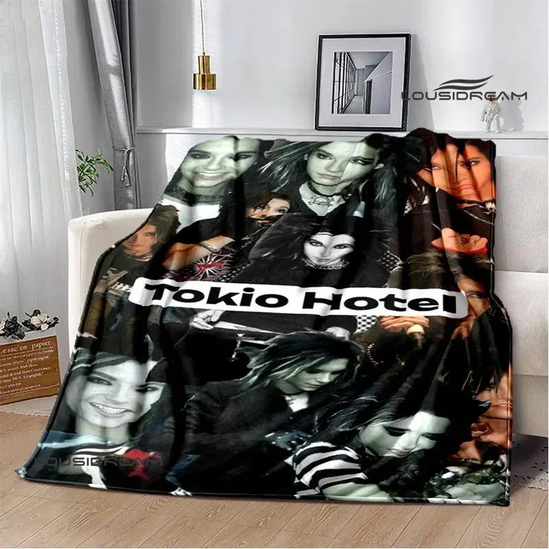 Плед с принтом рок-группы Tokio Hotel Плед для пикника Фланец Теплый плед Домашние и дорожные пледы Постельные принадлежности Подарок на день рождения