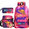 New Animation One Piece Printed Backpack for Primary and Secondary School Students Large Capacity School Bag Combination Three-piece Set