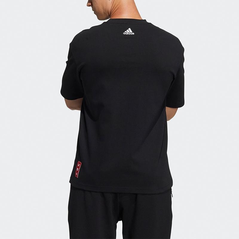 adidas CNY GFX T Спортивная футболка с коротким рукавом, мужская, черная, с узором Subject Pattern, GQ0888