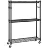 Heavy Duty Clothes Rack, Rolling Clothing Garment Rack with 3 Storage Tiers, 2 Rods and 2 Pairs Side Hooks, Adjustable Height Clothing Rack Closet for