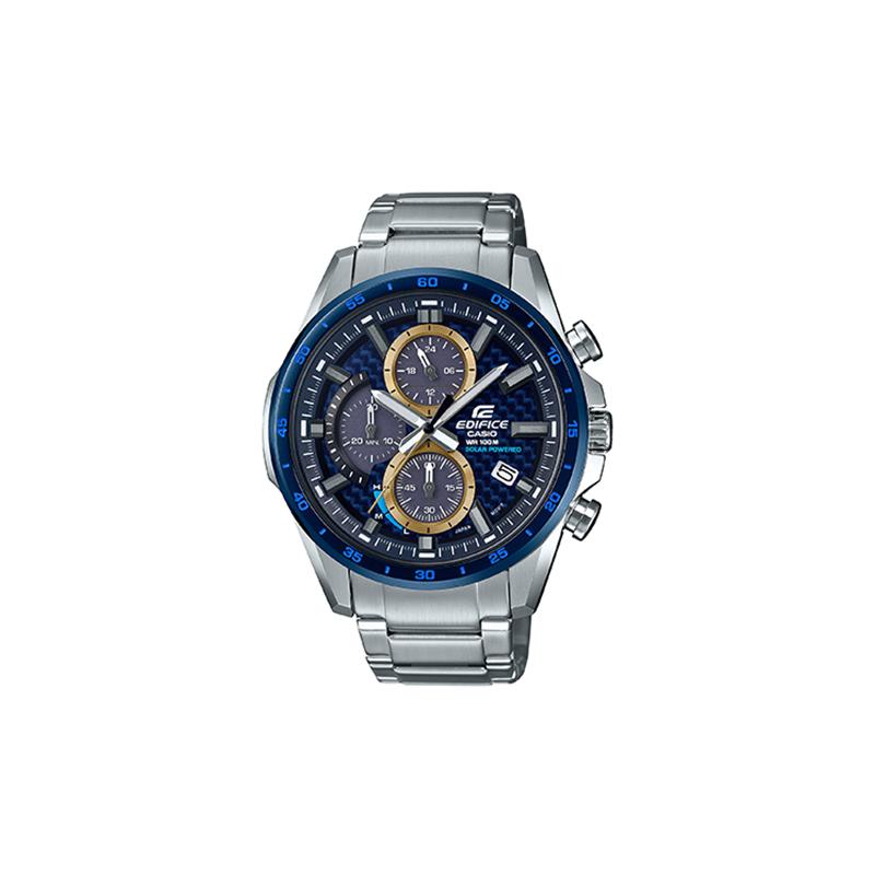 Casio EDIFICE Business Solar Powered Contrast Color Classic Pointer Solar Quartz Movement Metal Strap Japanese and Korean Watch EQS-900BCD-2AVUPR