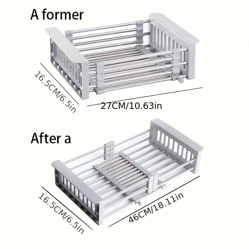 Подставка для посуды из нержавеющей стали над раковиной с выдвижной корзиной для сушки, многофункциональный кухонный органайзер для посуды, фруктов и овощей