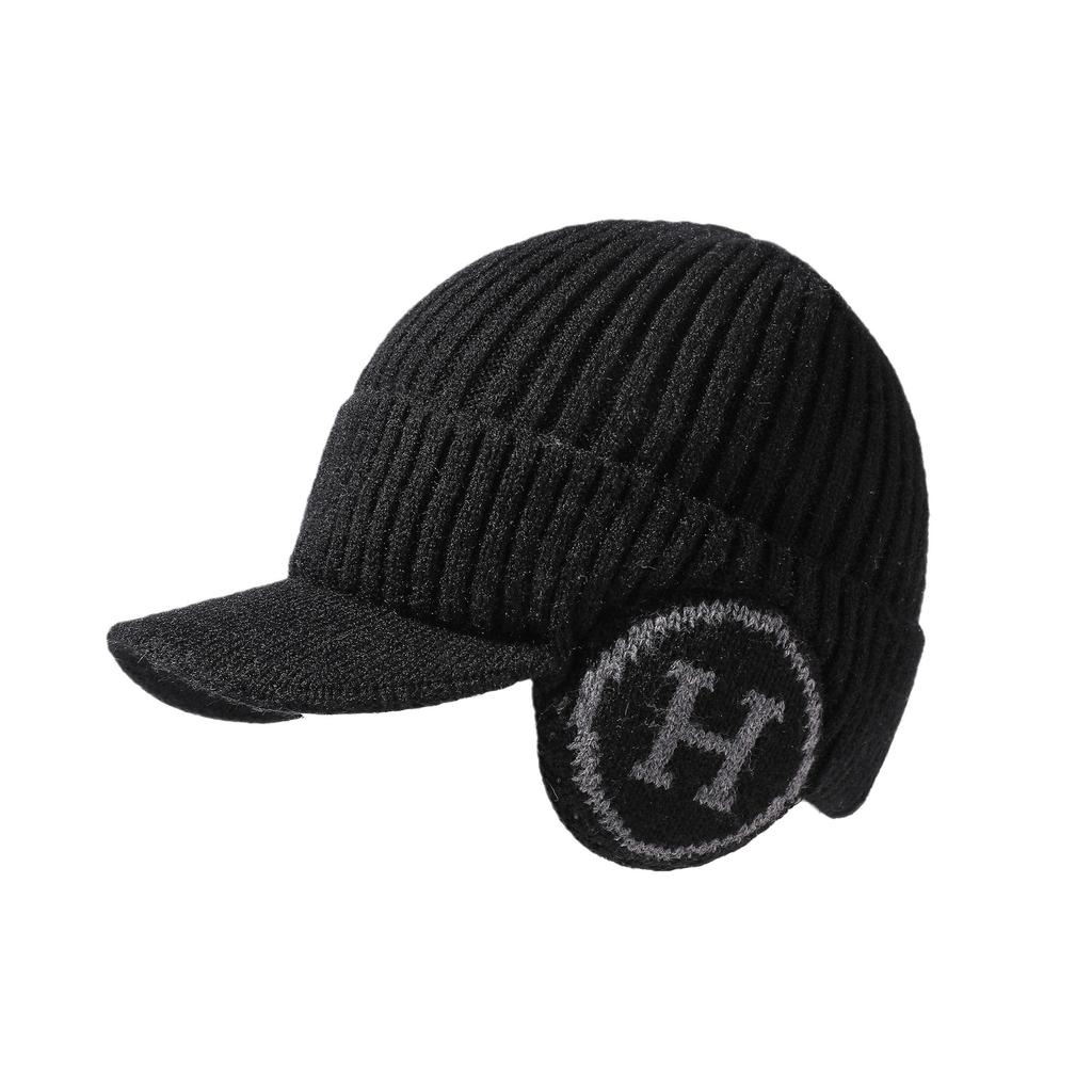 Мужские зимние утолщенные наушники с буквами и вязаная шапка из бархата для велоспорта, теплая бейсболка Duckbill