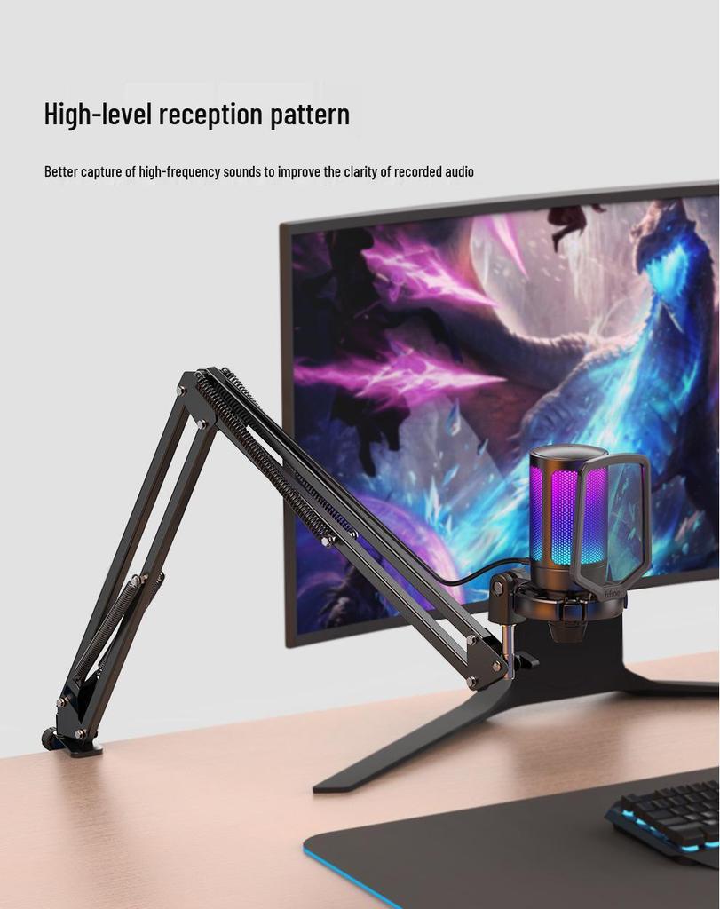 Профессиональная микрофонная стойка FIFINE с амортизирующей стрелой для настольной записи