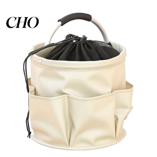 Foldable Cleaning Tools Pouch Storage Bag with Handle & Drawstring, Waterproof Oxford Cloth Multi-Pockets, Large Organizer Basket for Outdoor Camping