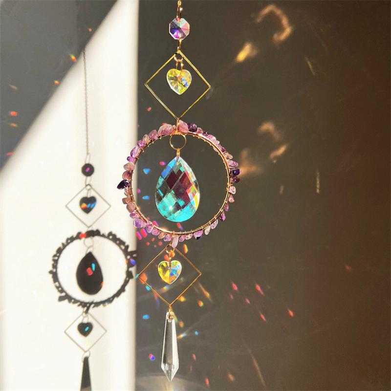 Crystal Suncatcher Wind Chimes Decoration Outdoor Garden Wind Music Rainbow SunCatcher Pendant Wall Hanging Ornament Home Decor