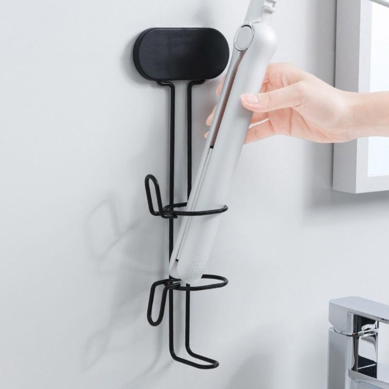 Easy Install Curling Iron Holder Self Adhesive Hair Straighteners Storage Holder Rack Wall Mount for Bathroom Use