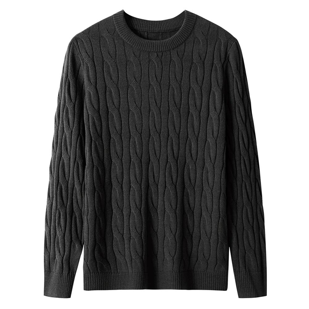 Men's Casual Argyle Crewneck Sweaters Thermal Cable Knit Pullover Sweater