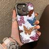 Серебристый чехол для телефона с принтом леопарда и бабочкой для iPhone 15/14/13 Pro Max/12/XR/XS/7/8