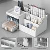 Desk Makeup Organizer with Drawer Multi Compartments Pen Pencil Card Storage Holder Cosmetic Stationery Storage Box Office Supplies