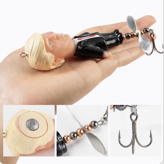 Вращающаяся рыболовная приманка с тройником, устойчивая к разрыву, защищенная от укусов, компактный дизайн, портативная, поверхностная, блесна-лепесток, твердая приманка