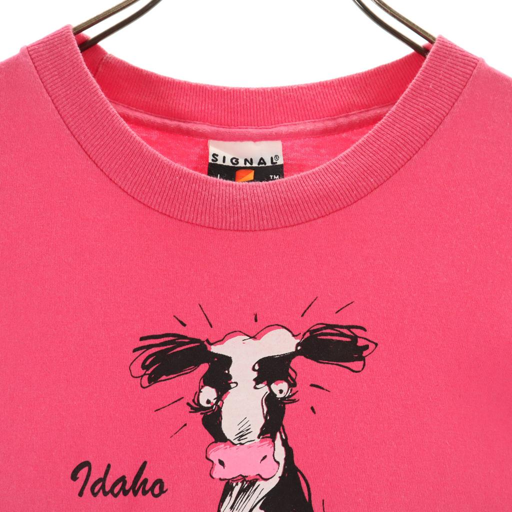 SIGNAL SPORTS 90s Made In USA Old Cow Print Short Sleeve T-shirt Men's Used