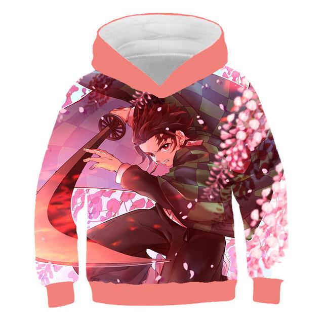 2025 Детские 3D Толстовки Demon Slayer Мода Осень Мальчики Толстовка Худи Манга Kimetsu No Yaiba Мальчики Девочки Джемперы 4-14 лет Одежда