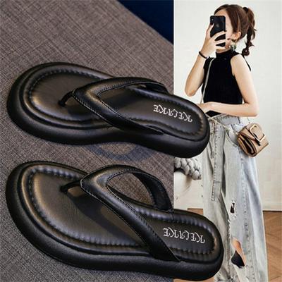 Тапочки на платформе, женская новая летняя мода, защипывающий носок, плоская римская пляжная обувь