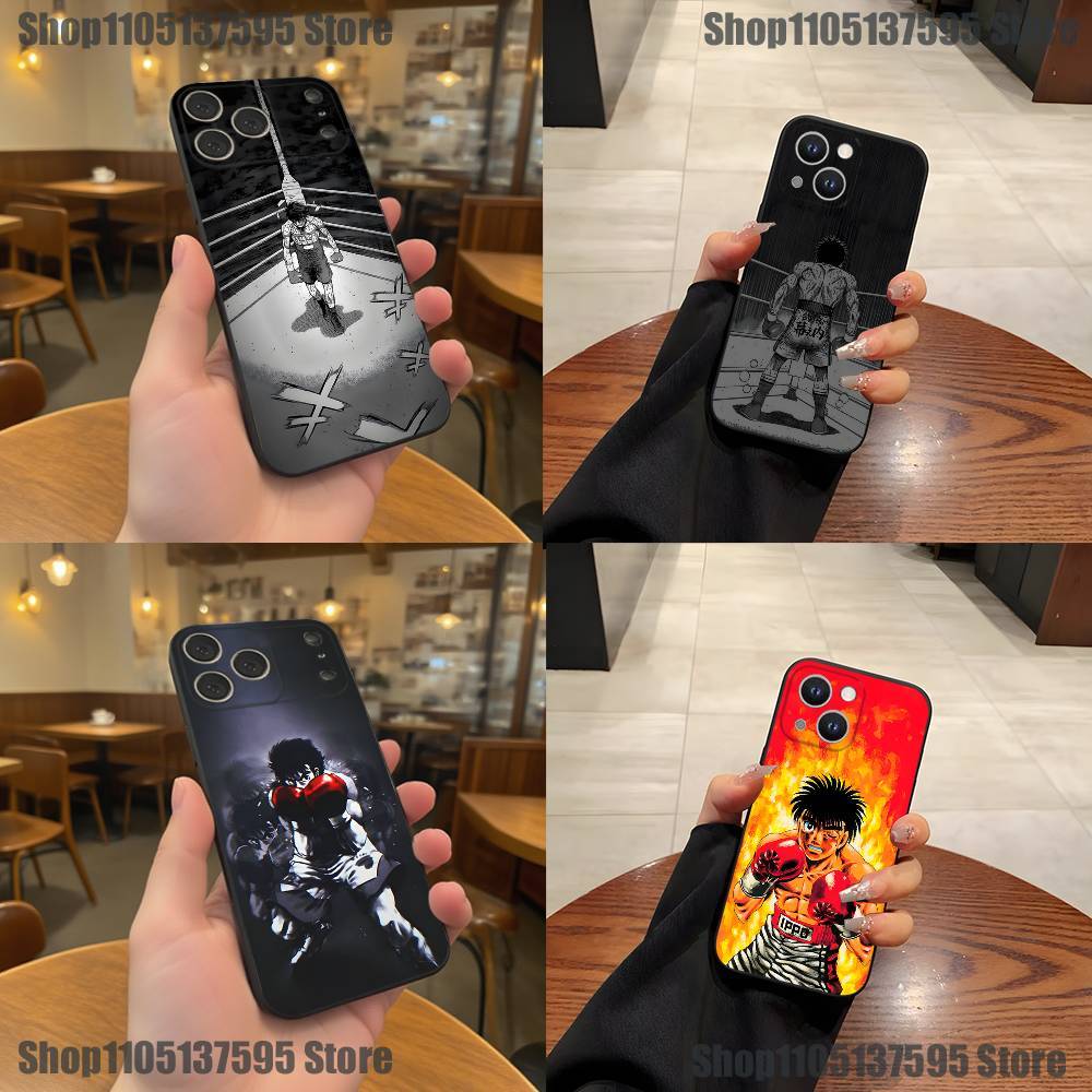Boxing H-Hajime no Ippo Phone Case For iPhone 17,16,15,14,13,12,11,Pro,XS,Max,XR,Plus,E,SE4,Mini Black Soft Cover