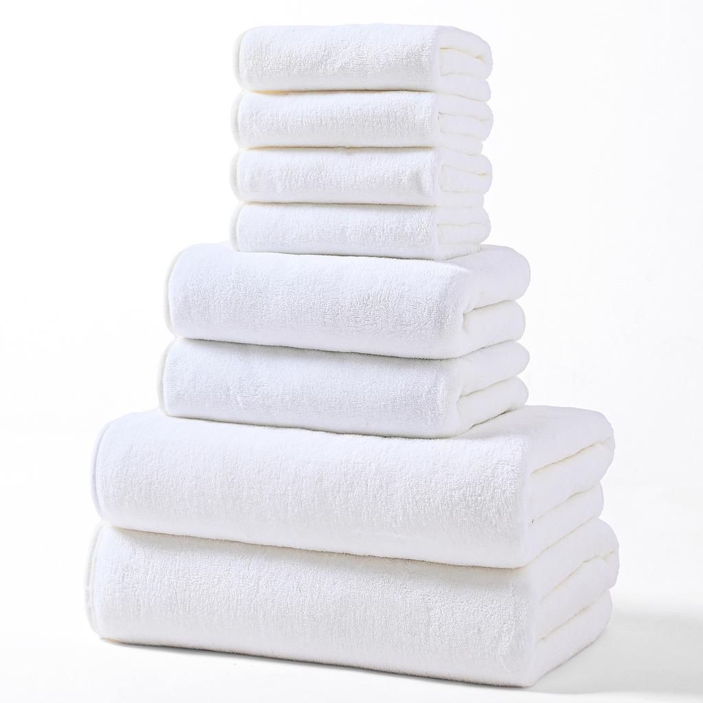 8 PC Coral Velvet Towel Bath Towel Square Towel Eight Piece Set Absorbent Soft Bath Towel Set Comfortable Textile Towels for The Home