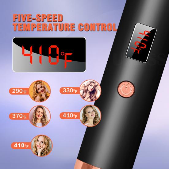 3-In-1 38MM Hair Curling Iron Brush Fast Heating Thermal Brush Fast Heating Negative Ion Heated Round Brush Electric Hair Curling Wand Tools