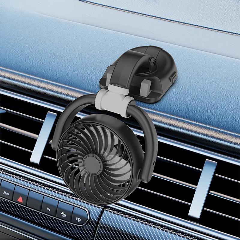 Автомобильный USB-вентилятор охлаждения с 3 скоростями, 5 В, 1 А, с регулируемым на 360 градусов выходным отверстием, 5-лопастной, низкий уровень шума, для автомобиля, грузовика, внедорожника, седана
