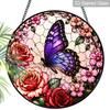 1pc 2D Flat Wildflower Stained Glass Suncatcher, 6.3/7.87 Inch Flower Buttery Stained Glass Suncatcher, Window Hanging, Home, Garden Windocw Decor