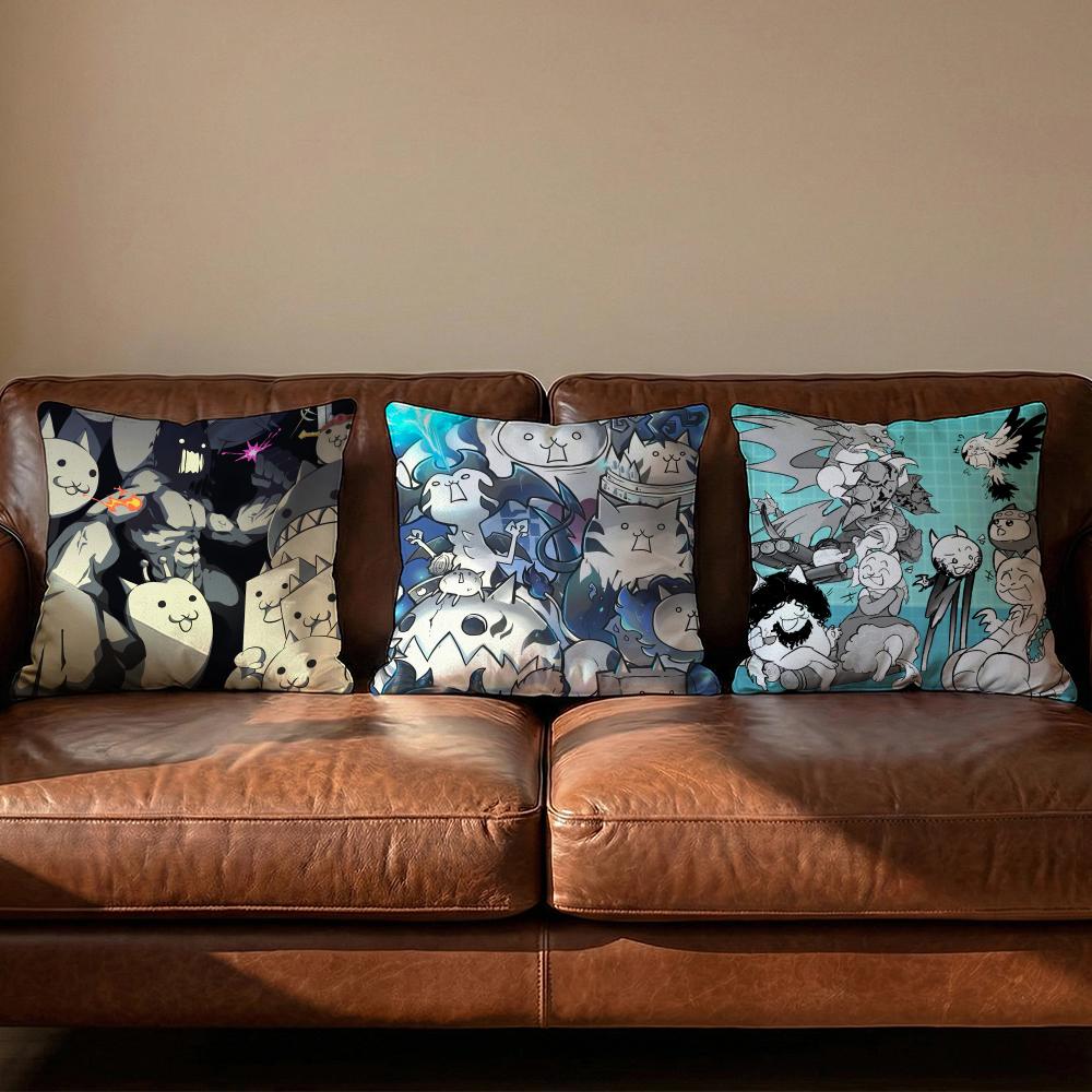 The BBattle Cats Cushion Cover Soft Reversible Durable Pillow Cover MultiScene Use for Home Car Daily Comfort