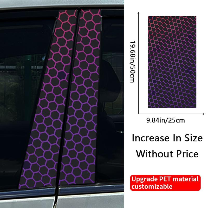 Style Honeycomb Hexagon Car B-pillar Stickers Car Center Column Decoration Cover Scratches Waterproof Decals Car Accessories