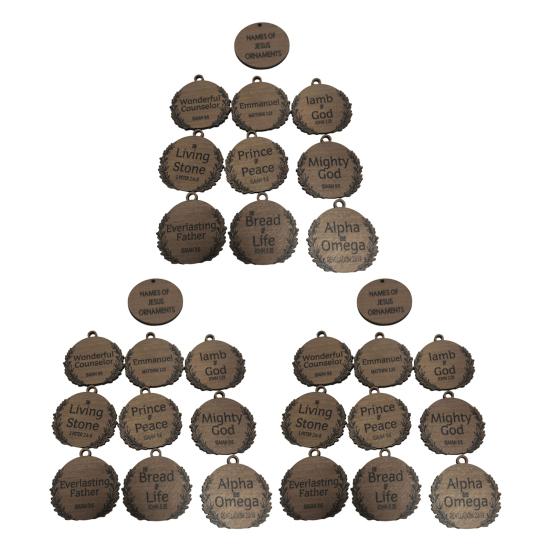 Yousheng Names of Jesus Decorations Wooden Jesus Themed Hanging Ornaments Rustic Religious Decorations Christian Gifts for Women Men Festive Decor