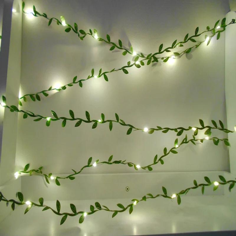 Гирлянды с зелеными листьями - Рождественские украшения - Рождественская гирлянда - Декор спальни - Украшения для свадебного стола - Гирлянды для домашнего декора