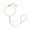 Wind Titanium Steel 18K Gold-Plated With Diamond Small Disc Fashion Bracelet Color-Preserving Women'S Stainless Steel Finger Clip Bead Finger Chain