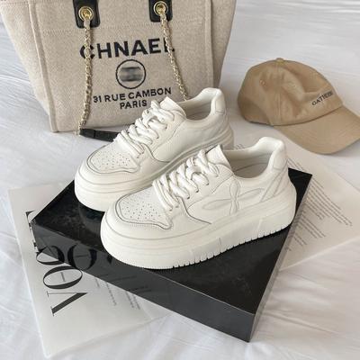 Luji кожаные маленькие белые туфли женские весна 2024 новые интернет-знаменитость повседневные универсальные на платформе на крестовине с цветочным узором обувь на хлебной подошве