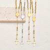 Stainless Steel Rosary Necklace For Wome, Long Chain Virgin Mary Y-shape Gold Plated Catholic Religious Jewelry