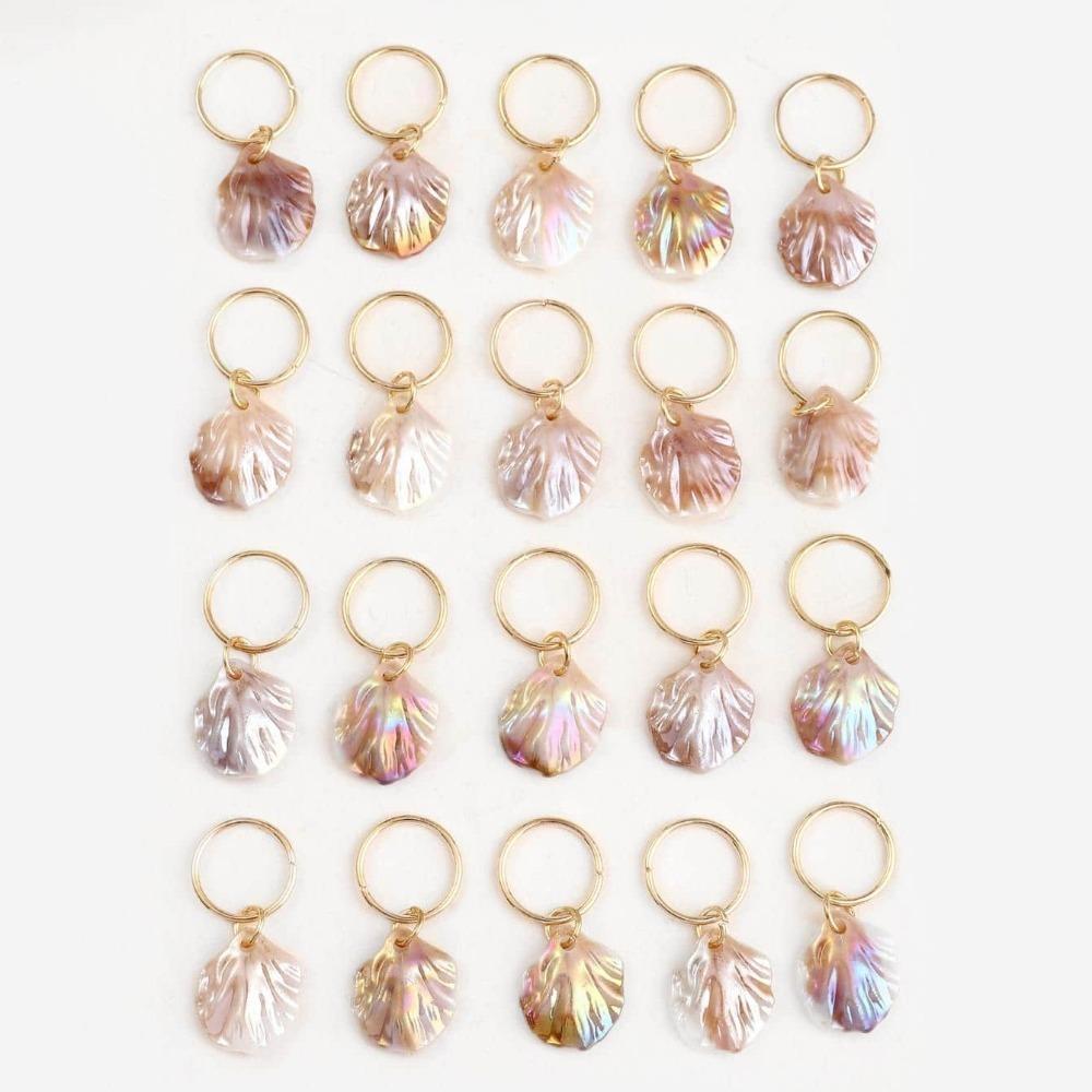 20 шт. Бусины для плетения волос, дредов, головной убор, трубки для плетения волос, набор колец для волос с ракушками для косичек