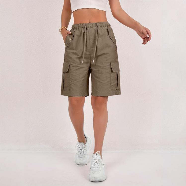Women's Casual High Waisted Loose Sports Shorts with Pocket Solid Color
